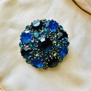 Vintage Blue Green WEISS Dome Brooch